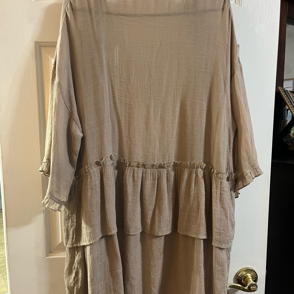 Easel Tan Ruffle Cardigan - Picture 4 of 6